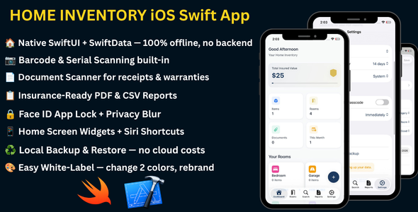 Home Inventory — Insurance Documentation with Barcode Scanner | Swift iOS Mobile App