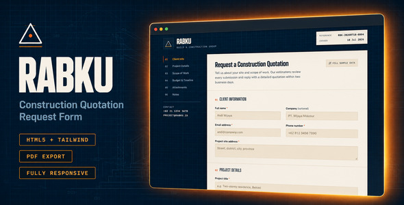 Rabku | Construction Quotation Request Form HTML Template