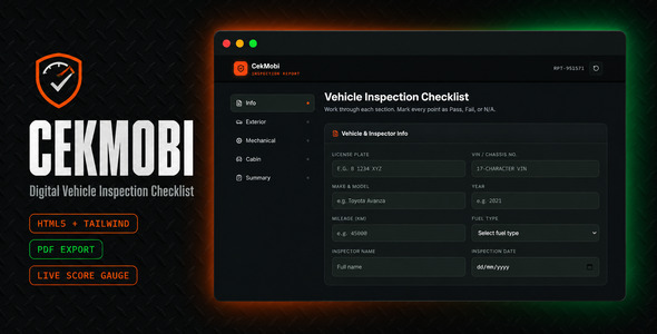 CekMobi | Digital Vehicle Inspection Checklist HTML Template
