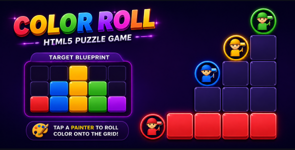 ColorRoll Master | HTML5 Color Layer Puzzle Game - Mobile Responsive