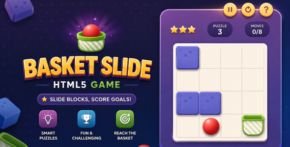 Basket Slide | HTML5 Basketball Puzzle Game | Mobile Responsive