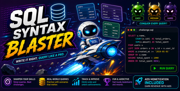 SQL Syntax Blaster | Html5 Coding Game