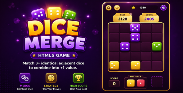 DiceFusion | HTML5 Dice Merge Puzzle Game