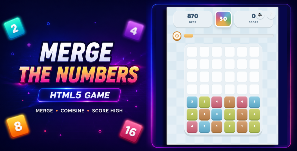 MergeRise | HTML5 Number Merge Puzzle Game